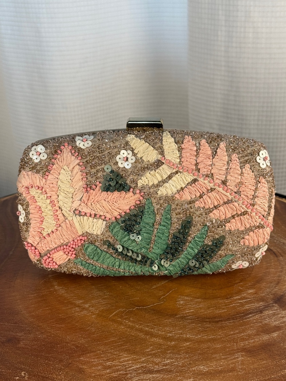 Antik Kraft Beaded Floral Box Clutch Embroidery Wedding Guest Crossbody Bag EUC - Picture 9 of 14